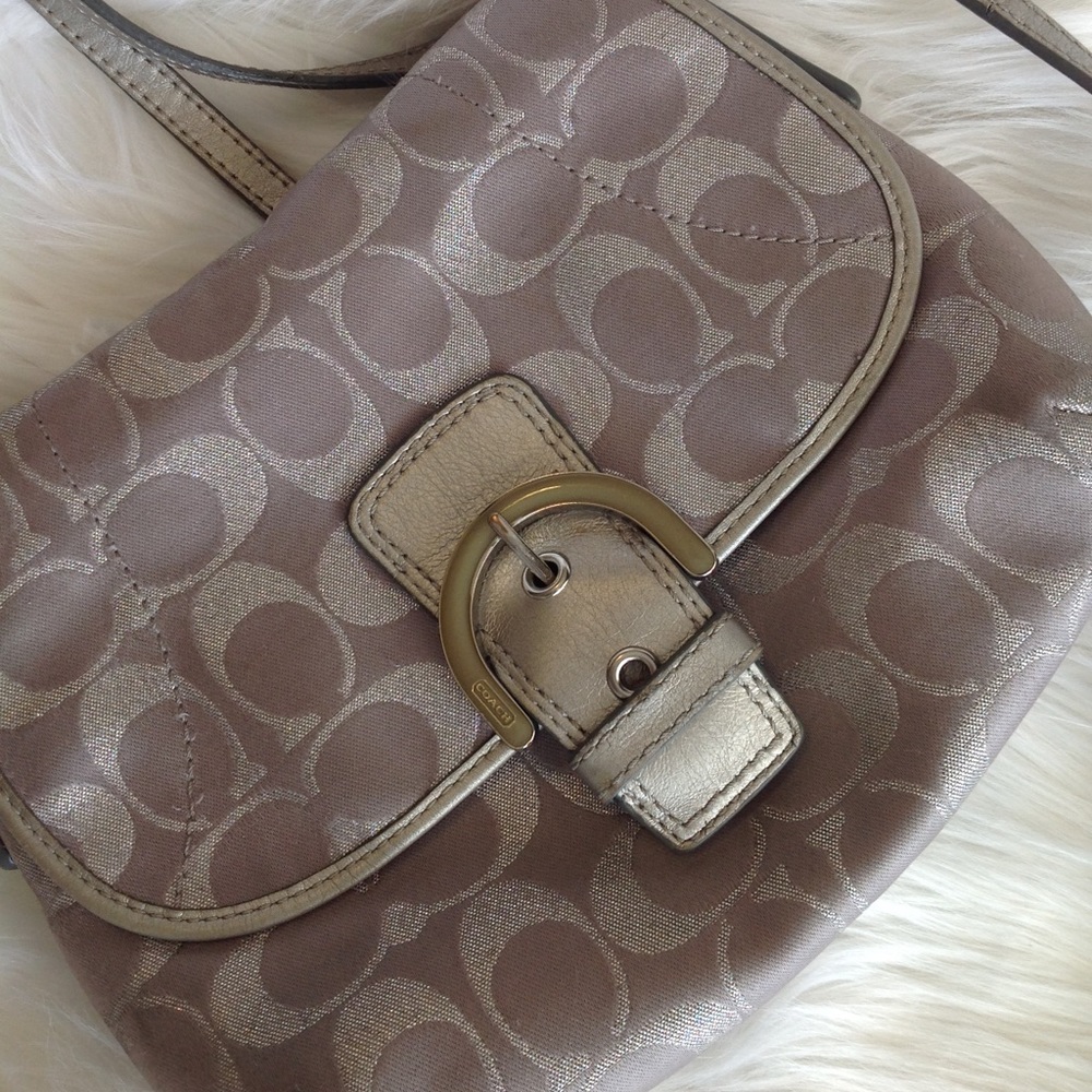 Small silver/grey leather soho Coach crossbody